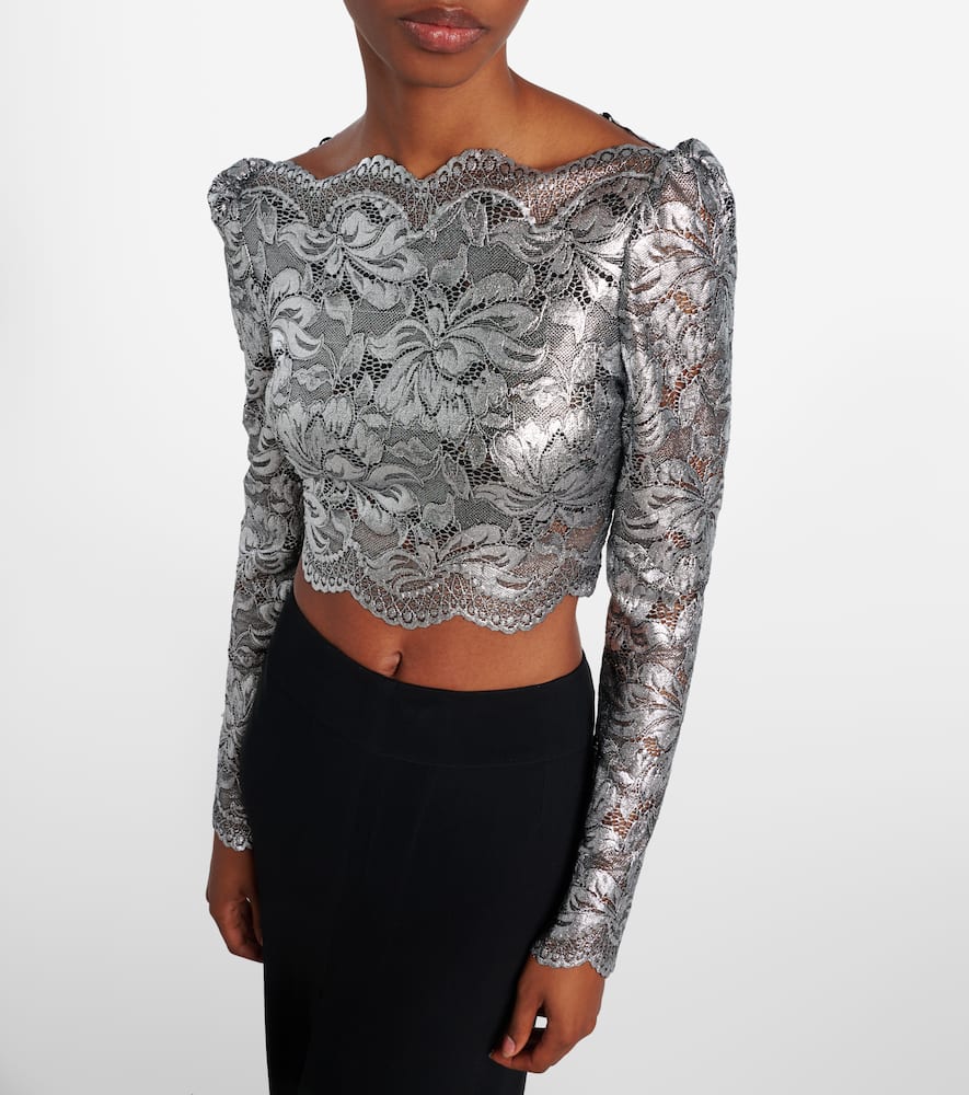 Floral cropped lace top