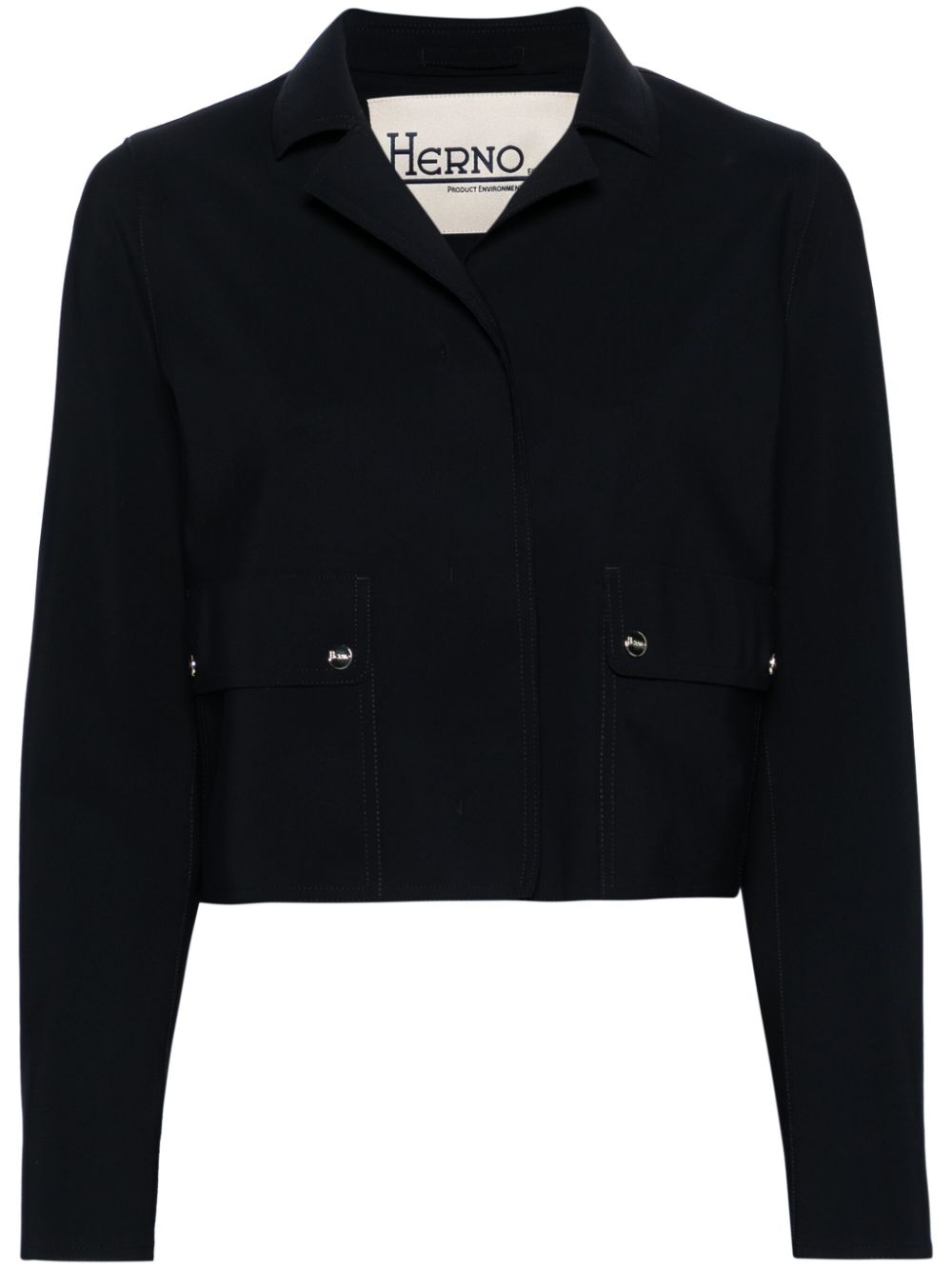 Press-stud cropped jacket - Black