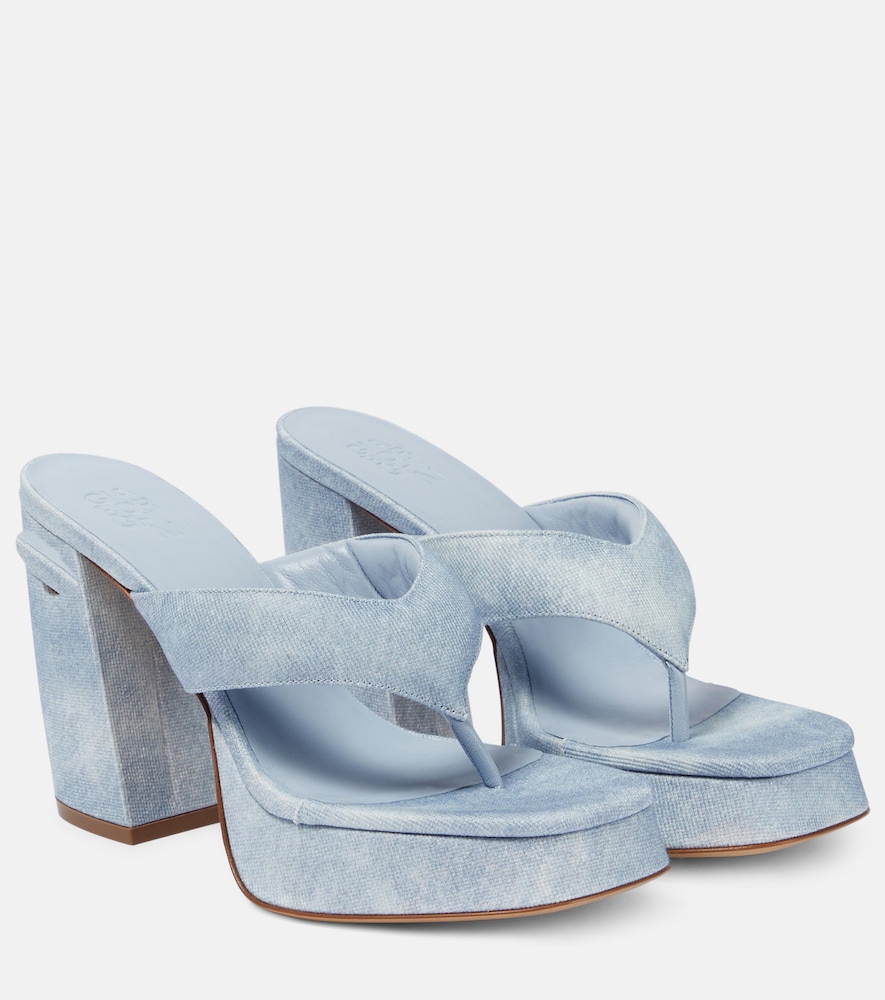 Gia 17 Uni denim platform thong sandals