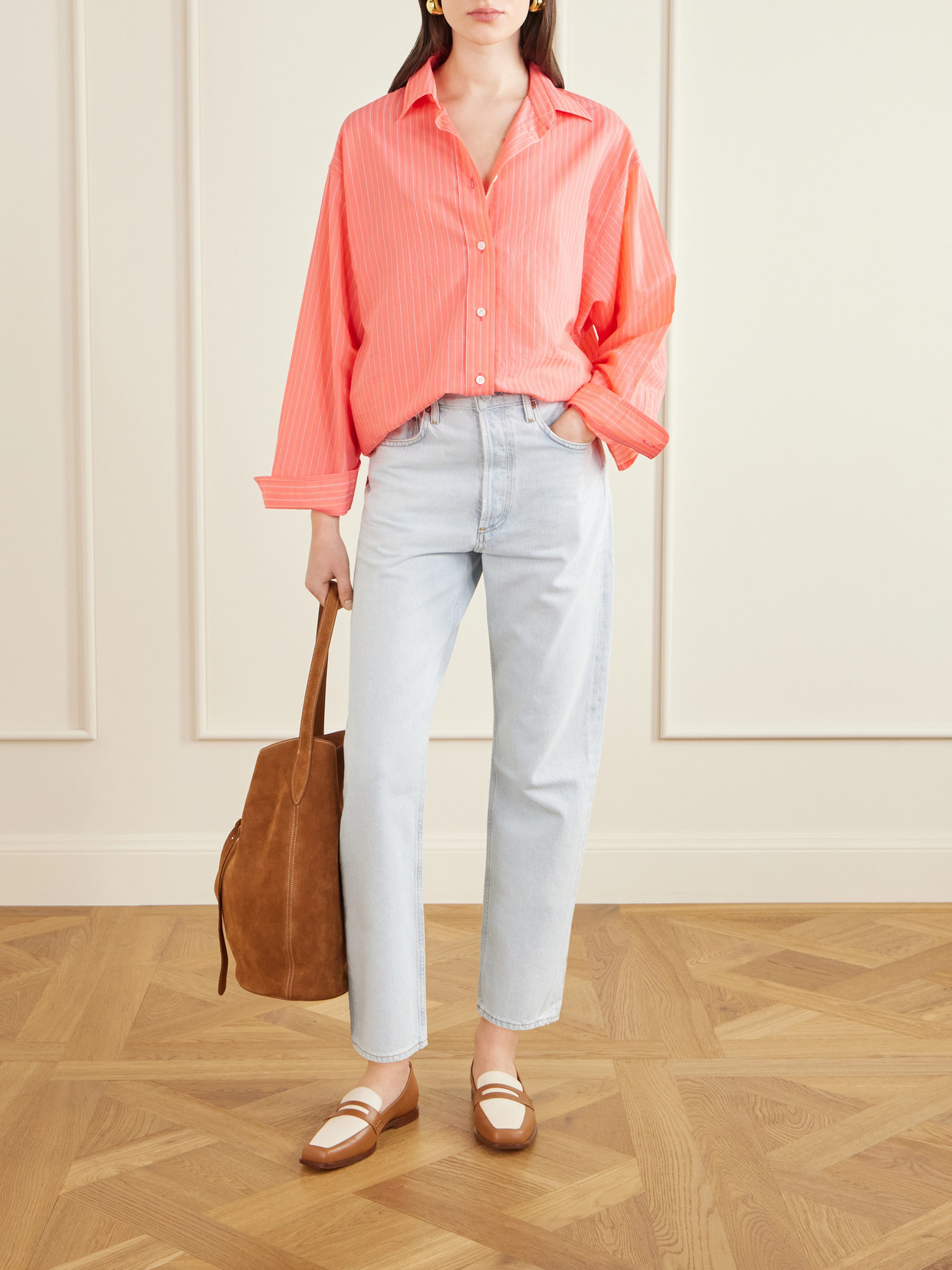 Sona Striped Cotton-blend Shirt - Pink