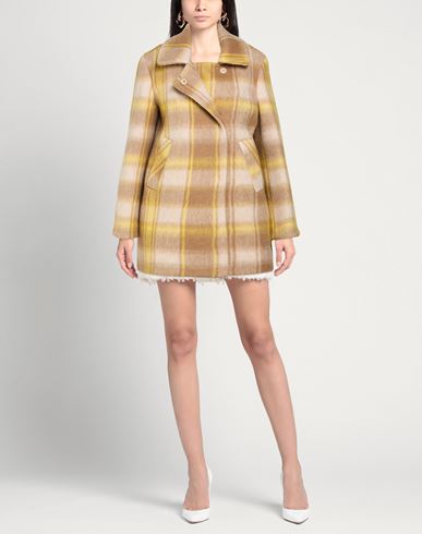 Woman Coat Sand Size 4 Polyester, Polyacrylic, Virgin Wool