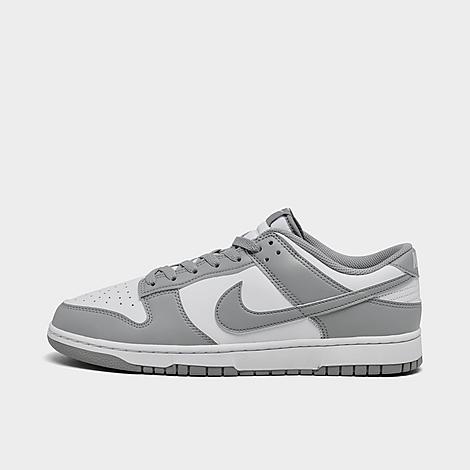 Men's Dunk Low Retro Casual Shoes in White/White/Light Smoke Grey