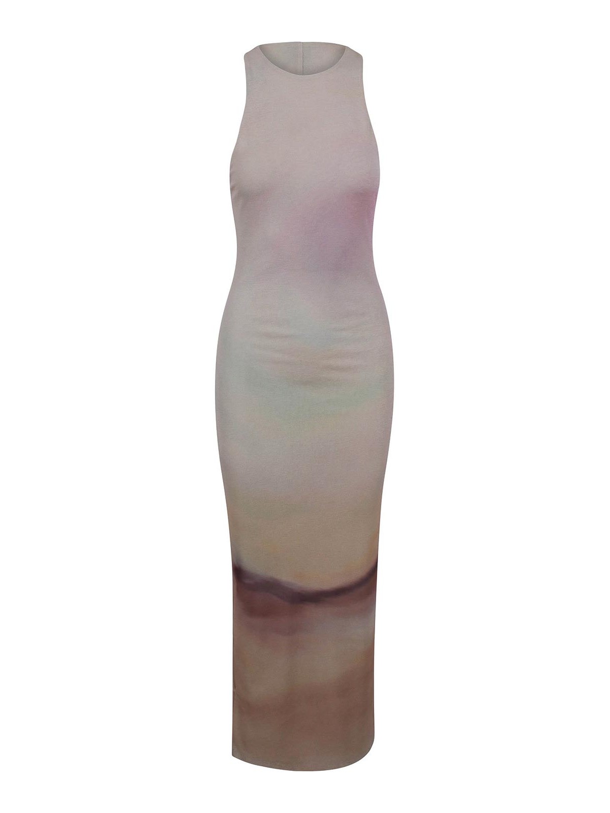 Long faded mesh jersey dress