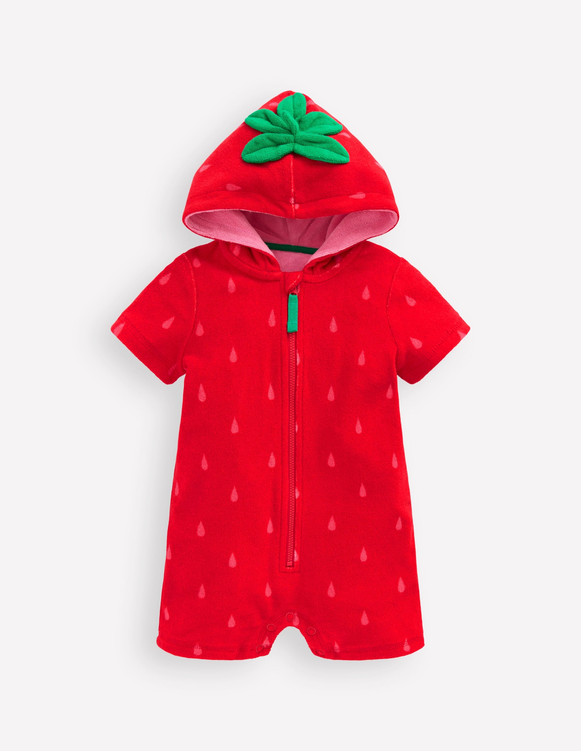 Baby Novelty Towelling Romper in Red | Size 0-3 Months