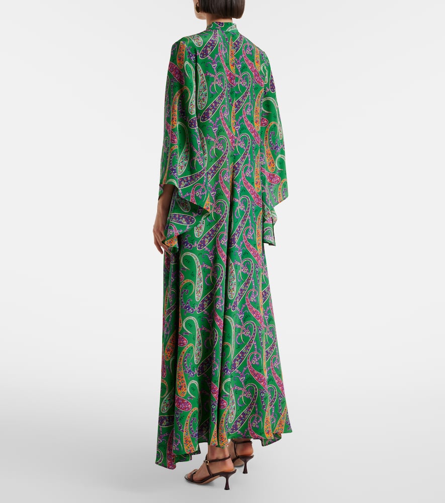 Paisley tie-neck silk maxi dress