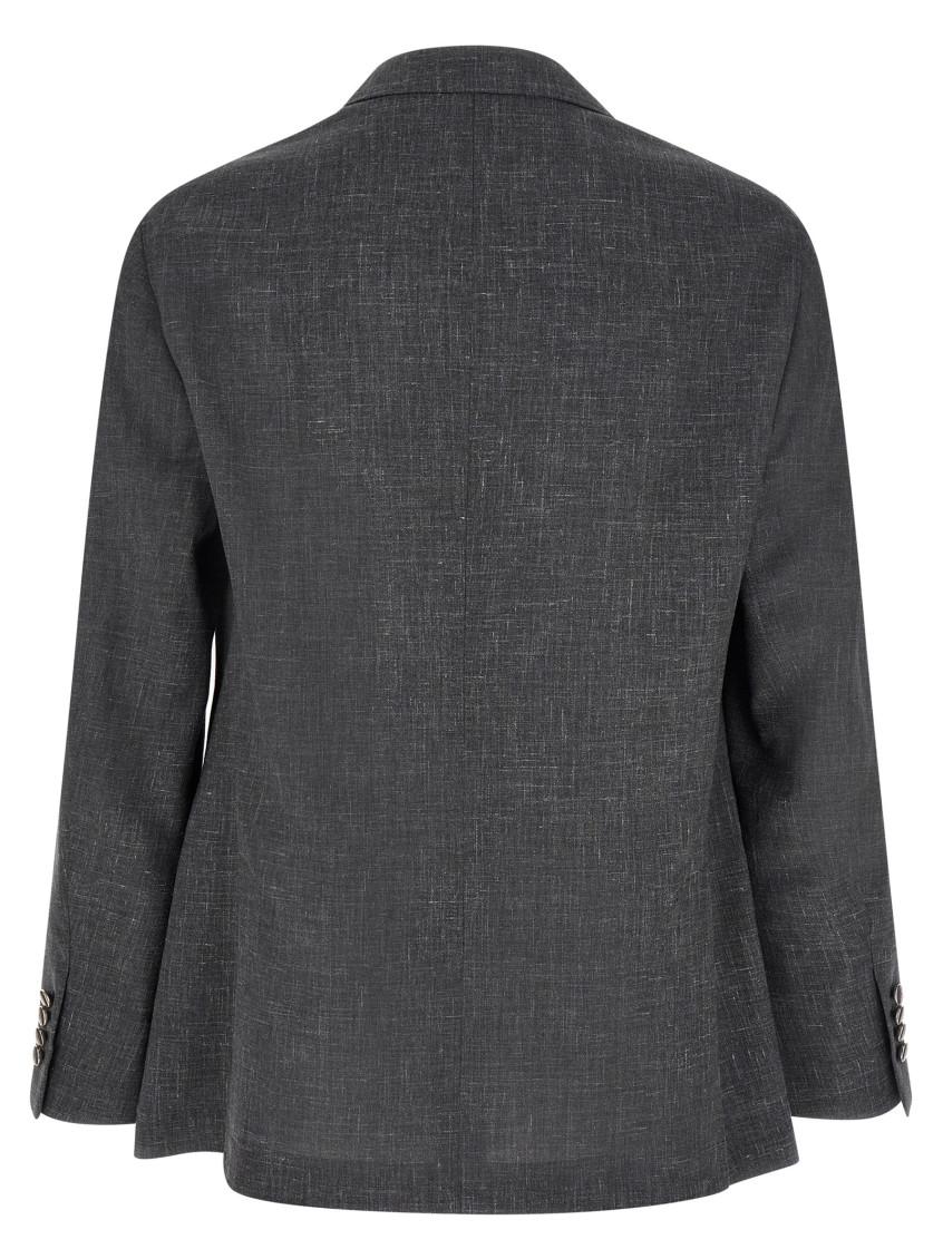 Slubbed Buttons Blazer