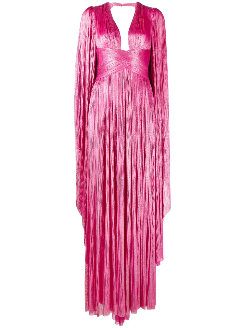 Crystal plung-neck side-slit gown - Pink