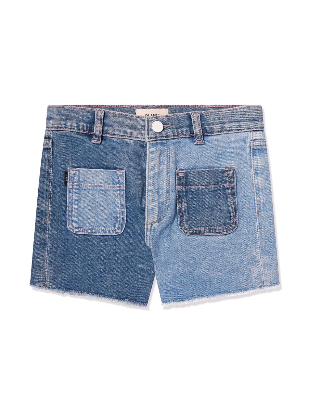 Colour-block denim shorts - Blue
