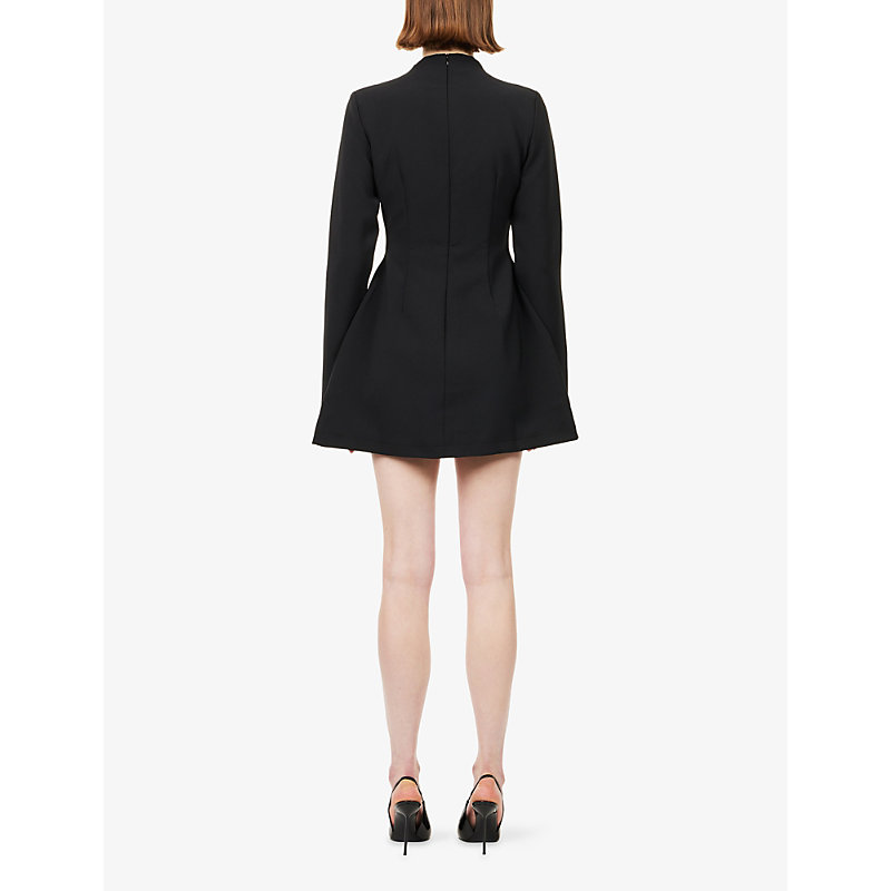 Womens Split-Sleeve Long-Sleeve Woven Mini Dress