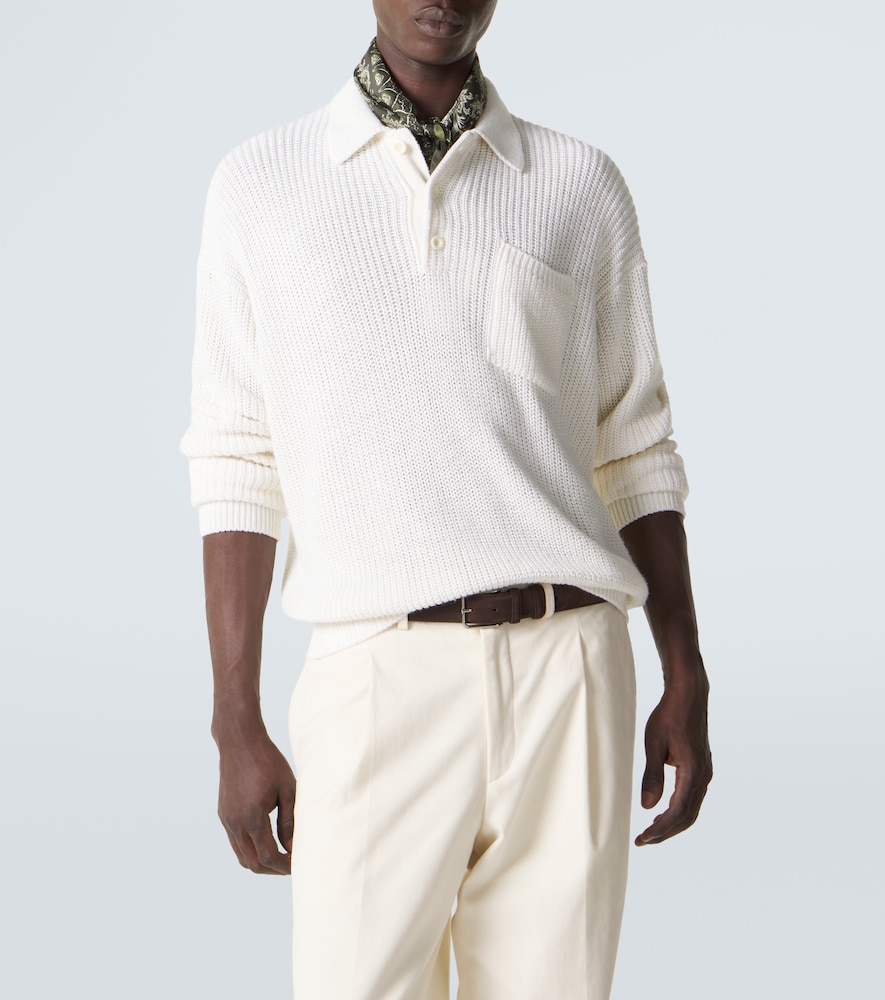 Silk and linen polo sweater