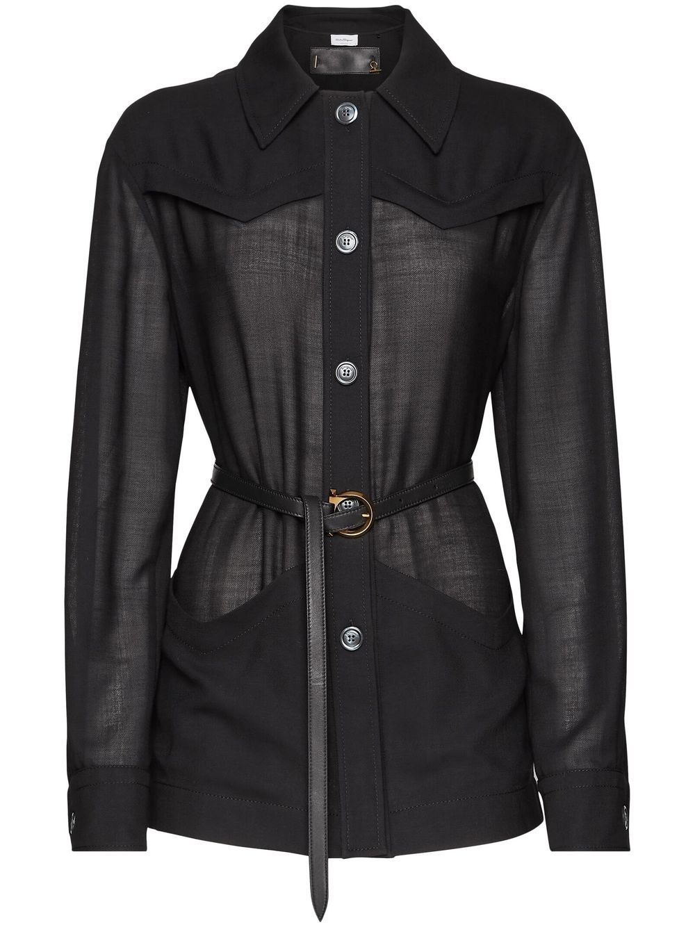 Belted-waist jacket - Black