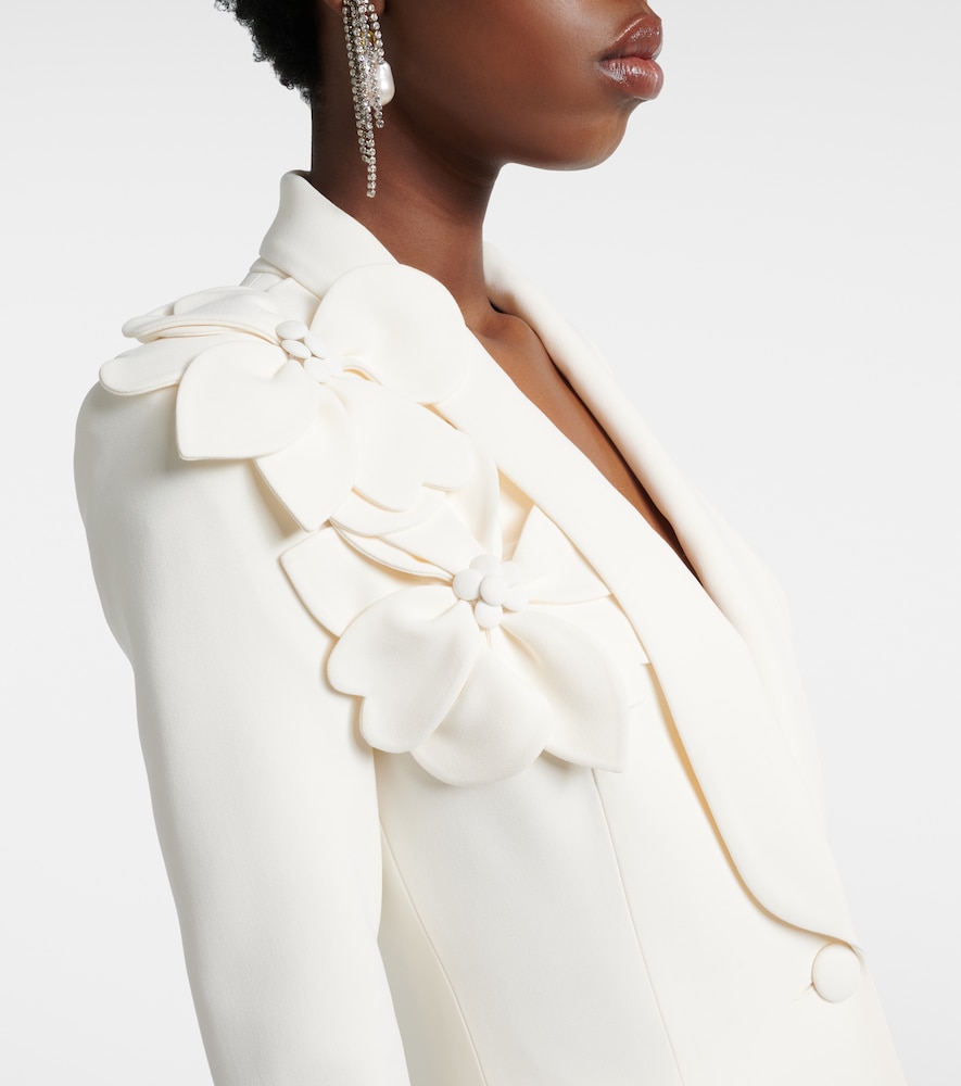 Floral-appliqué cady blazer