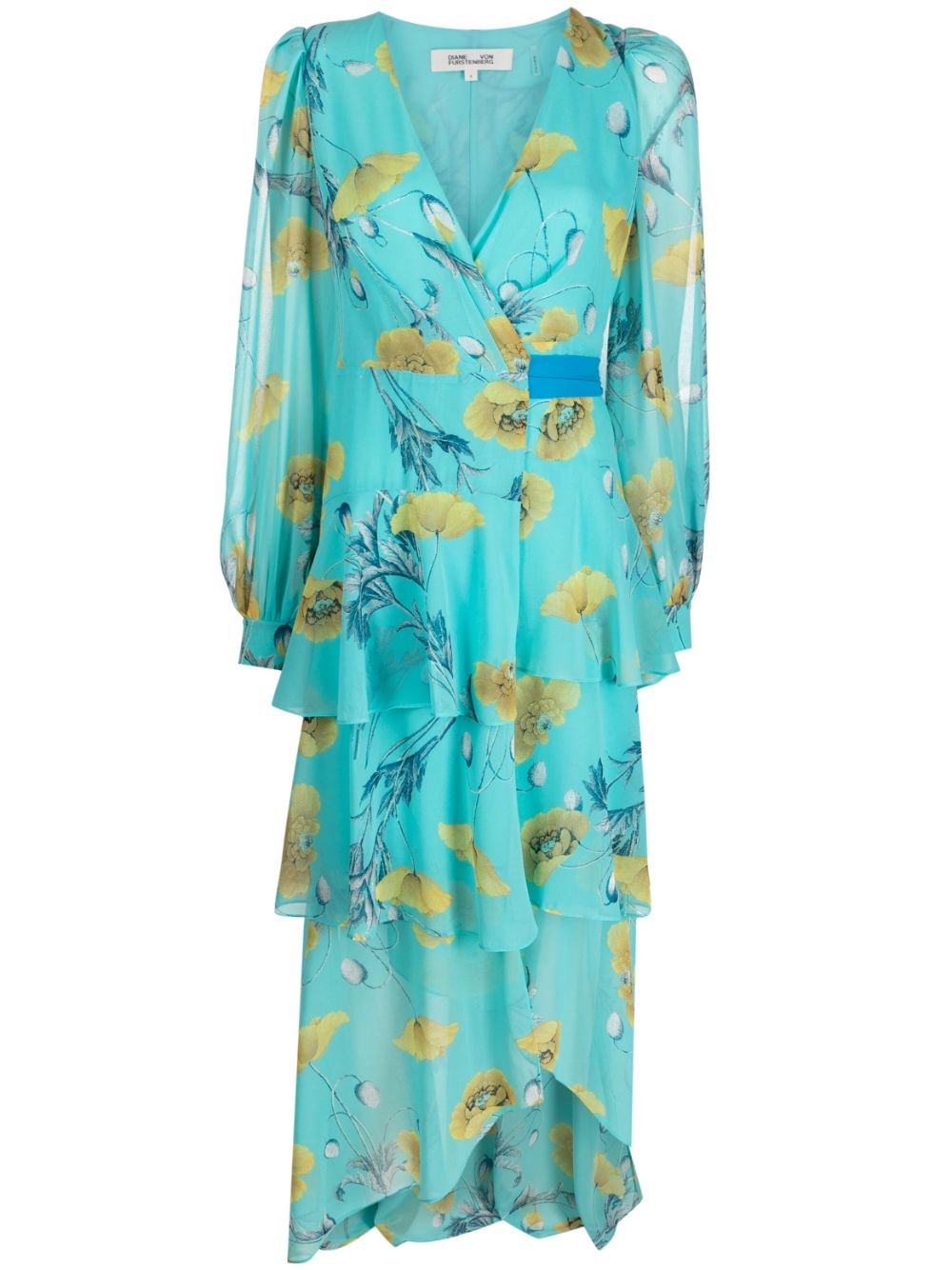 Silvia floral-print tiered dress - Blue