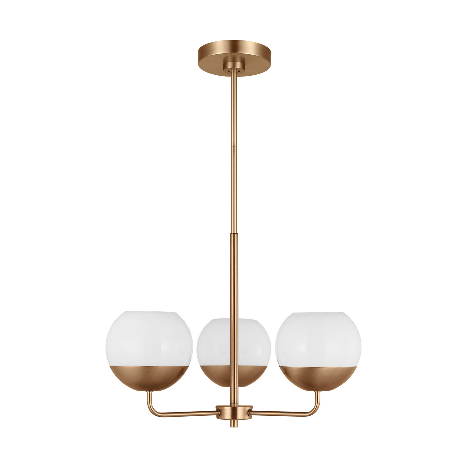 Satin Brass Three Light Chandelier from the Alvin Collection