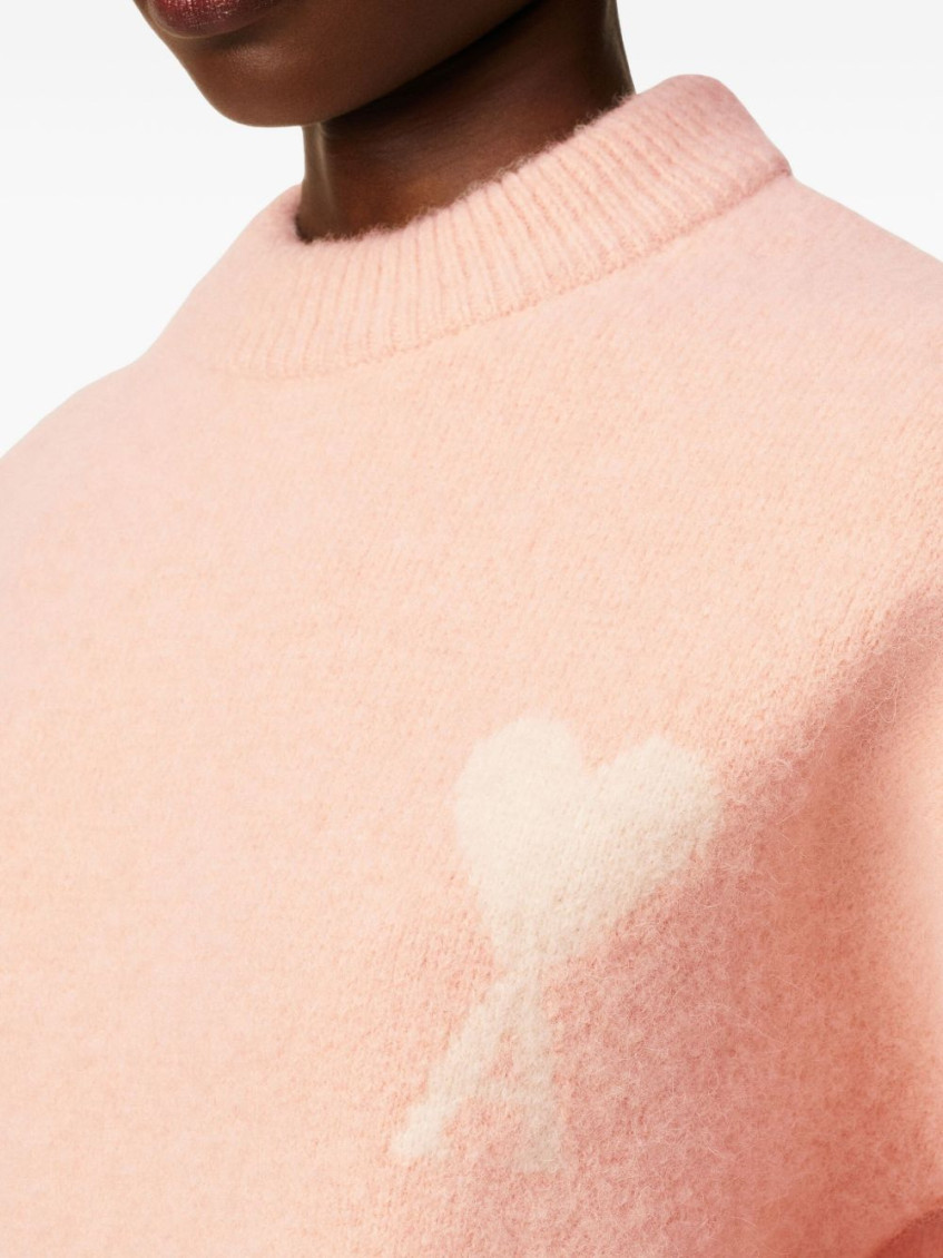 Pink Wool Sweater With Logo