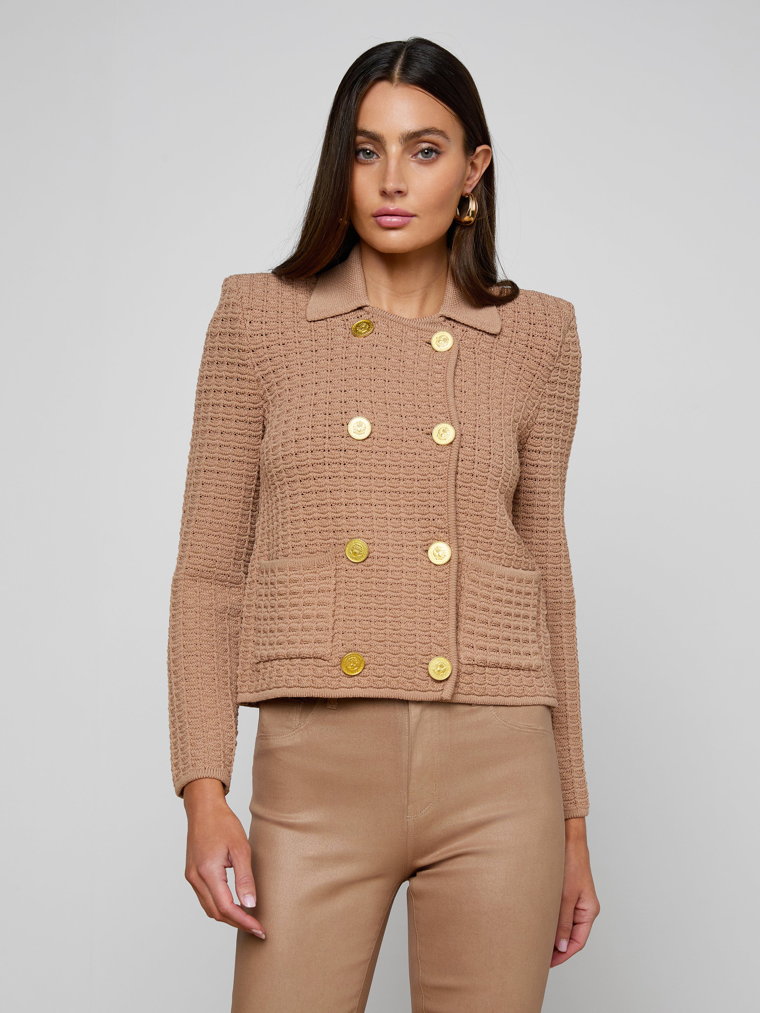 Charlie Knit Jacket In Cappuccino/gold