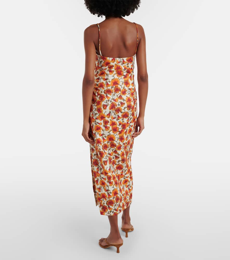 Floral linen midi dress
