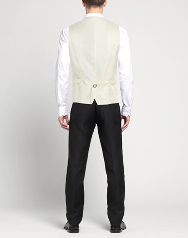 Gaiola Napoli Man Tailored Vest Ivory Size 38 Cotton, Linen