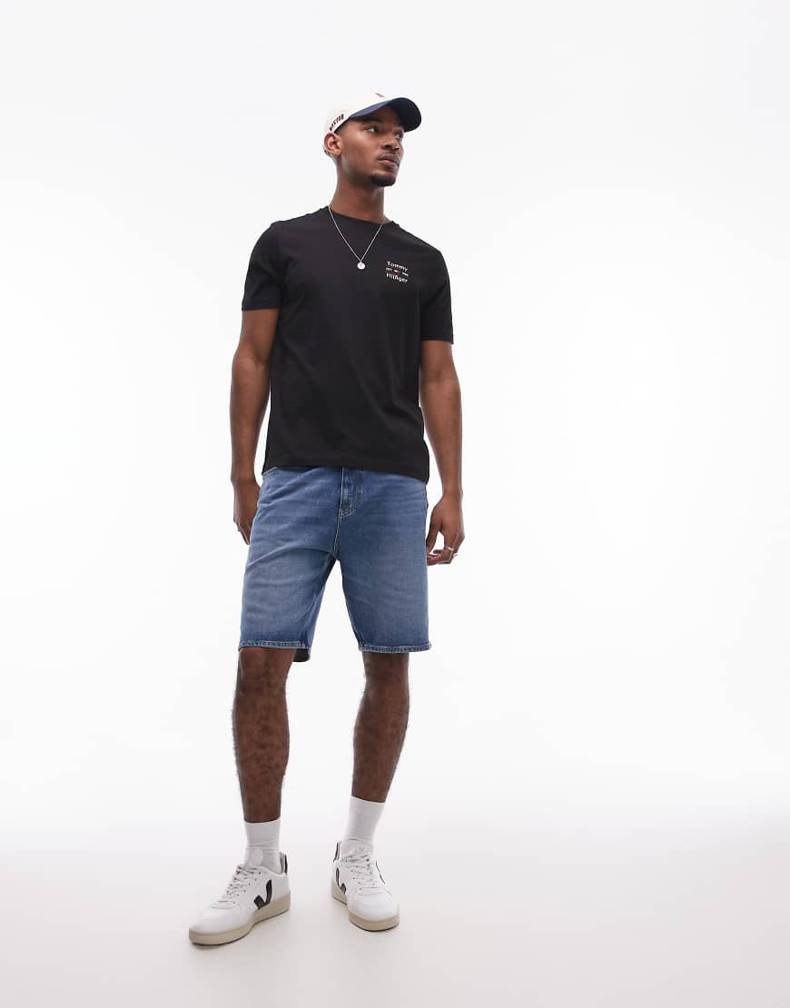 Isaac relaxed denim shorts in dark wash-Blue
