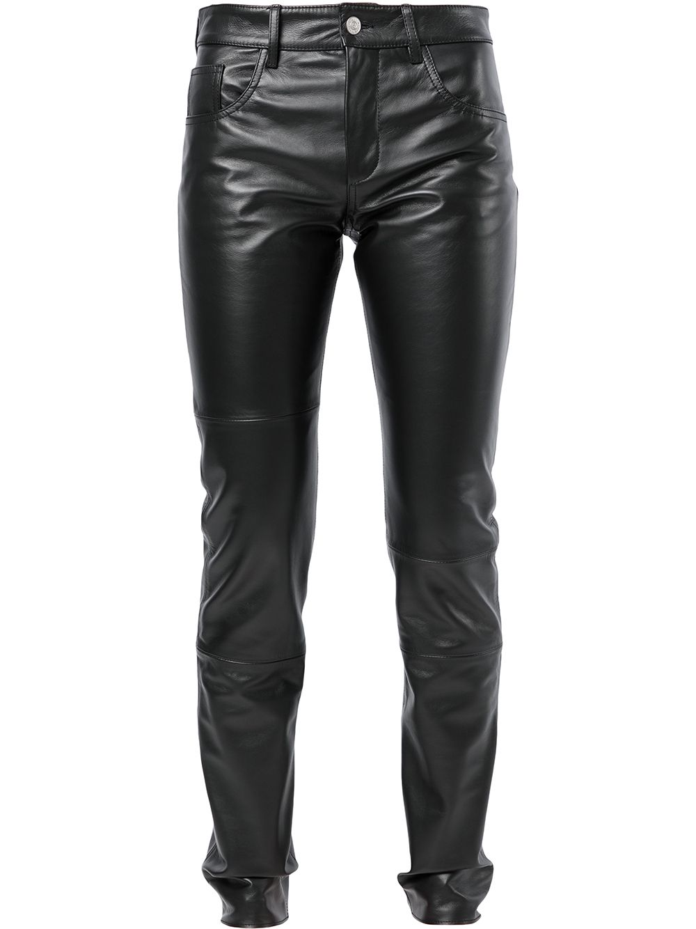 Straight-leg leather trousers