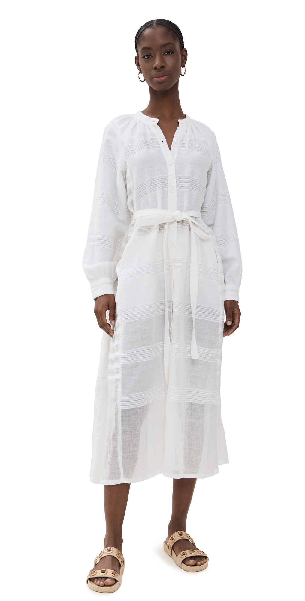 Makeda Button Up Dress Abira White