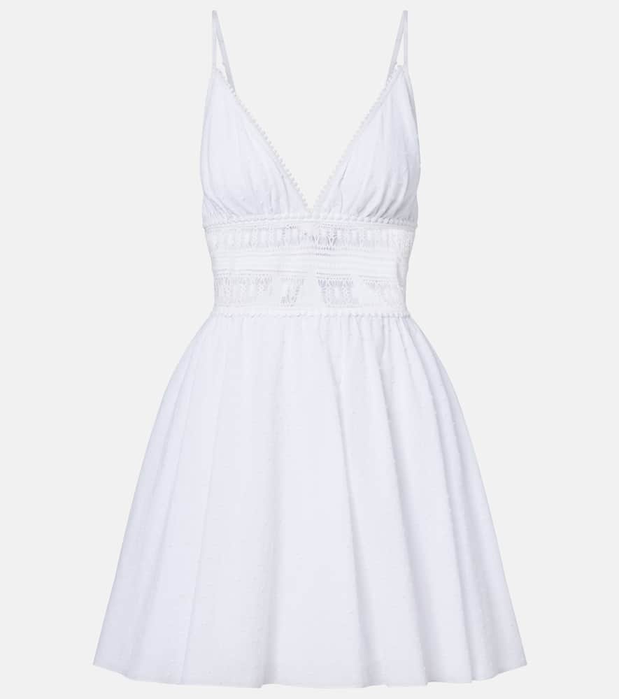 Emilie bow-detail cotton minidress