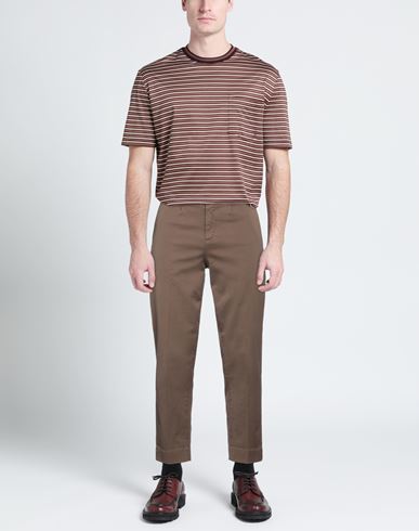 Hand Picked Man Pants Dark brown Size 33 Cotton, Elastane