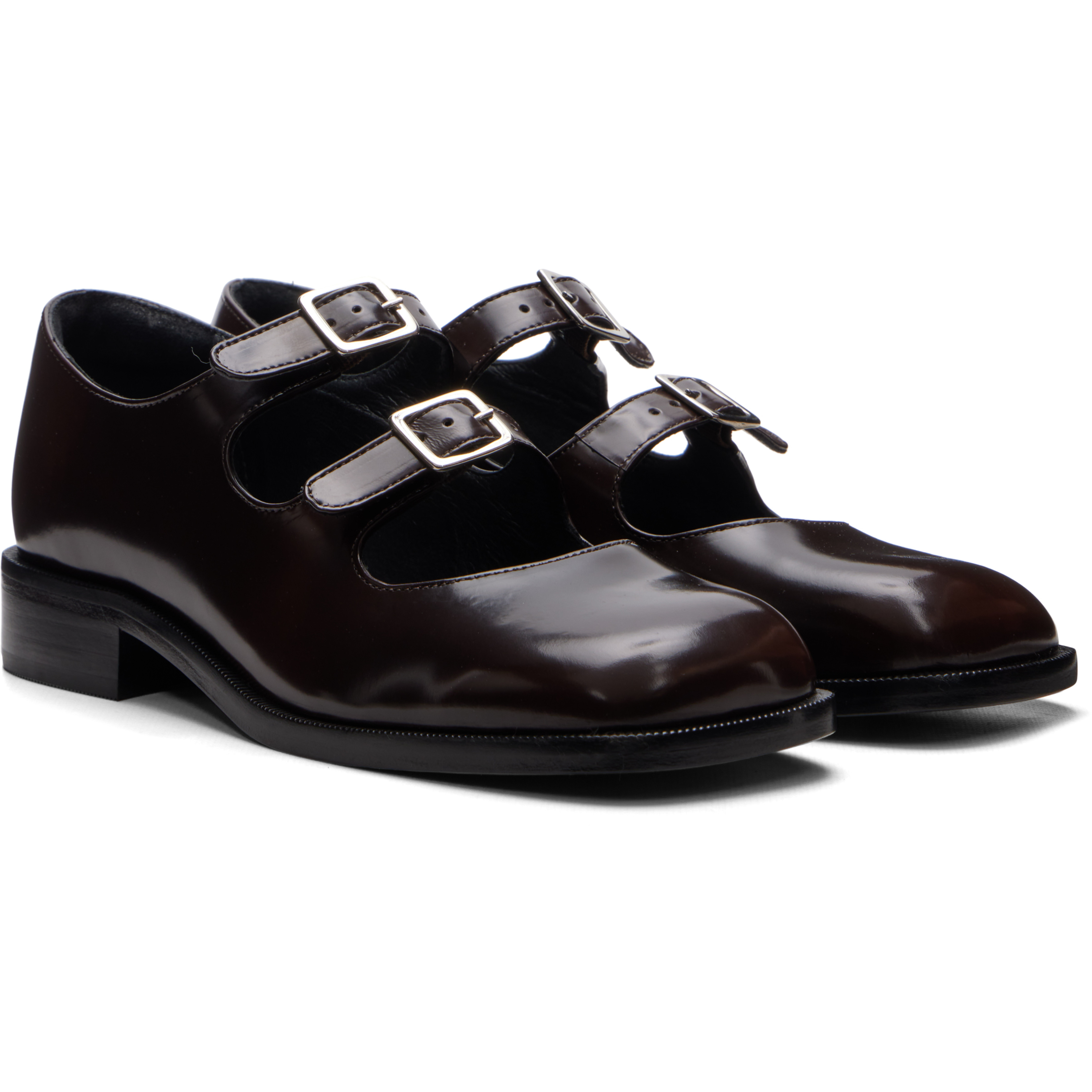 Brown Mary Jane Double Strap Welt Heels