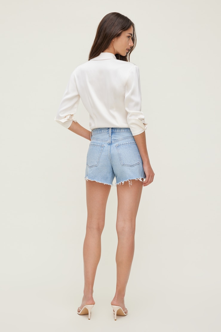 James Relaxed Mid Rise Jean Shorts - Blue - Women Clothing