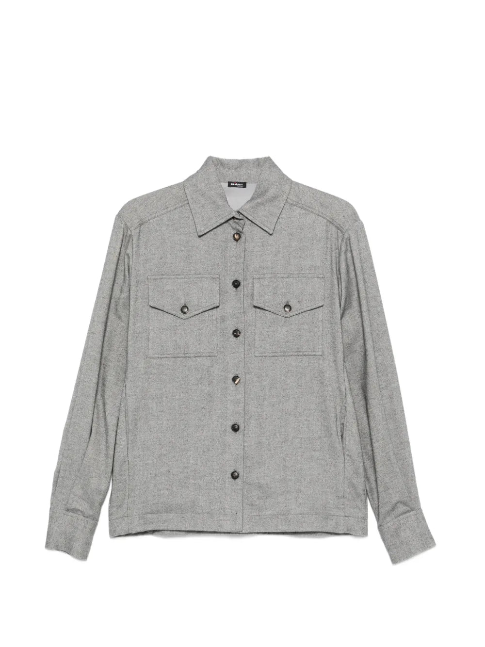 Herringbone-Pattern Flap-Pocket Shirt — Taupe