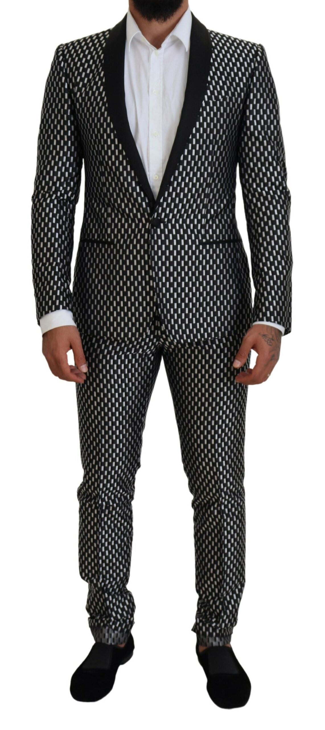 Silk Jacquard Pant Suit — Black