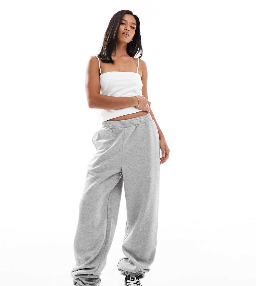 ASOS DESIGN Petite ultimate cuffed brushback sweatpants in gray heather