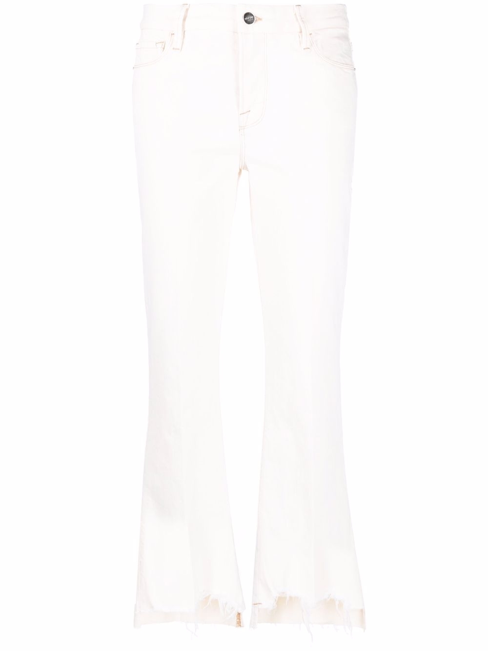 Cropped distressed-cuff jeans - Neutrals