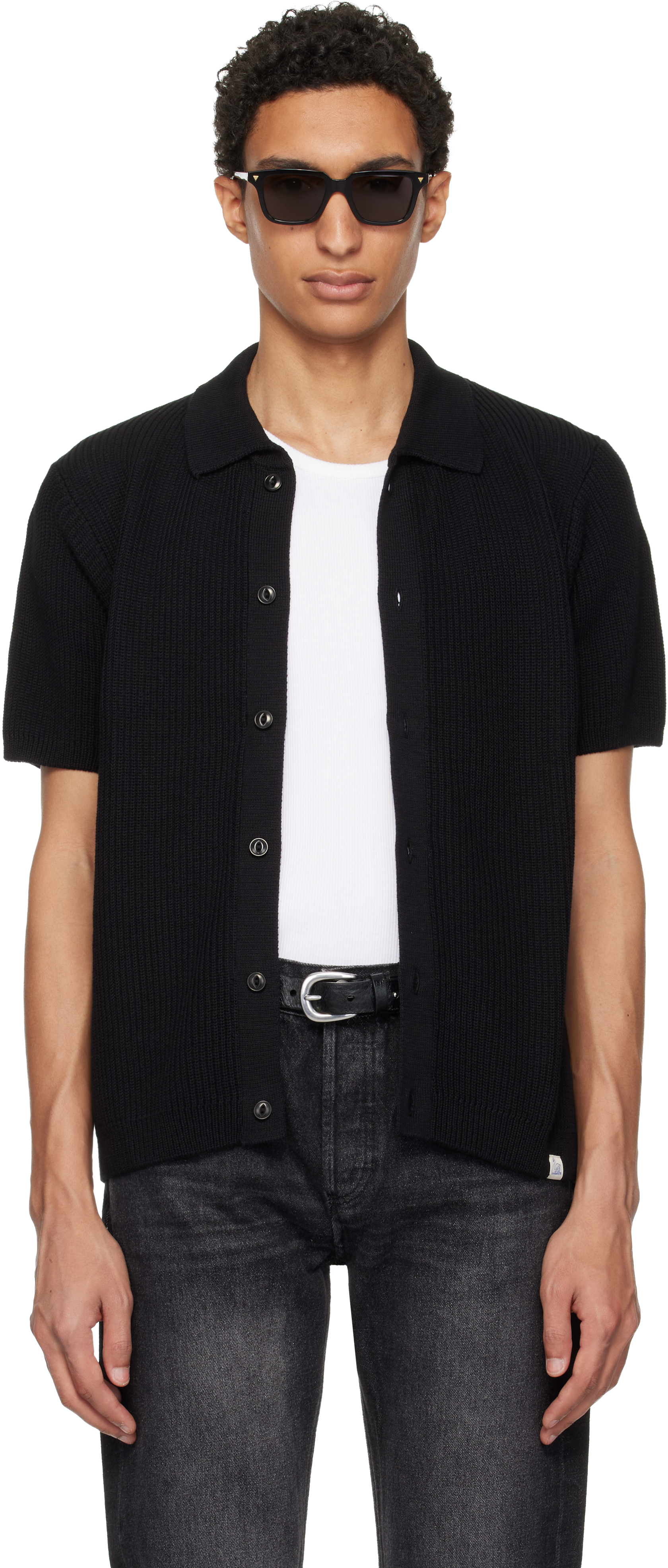 Black 1961 Ribbed Cotton Knit Shirt