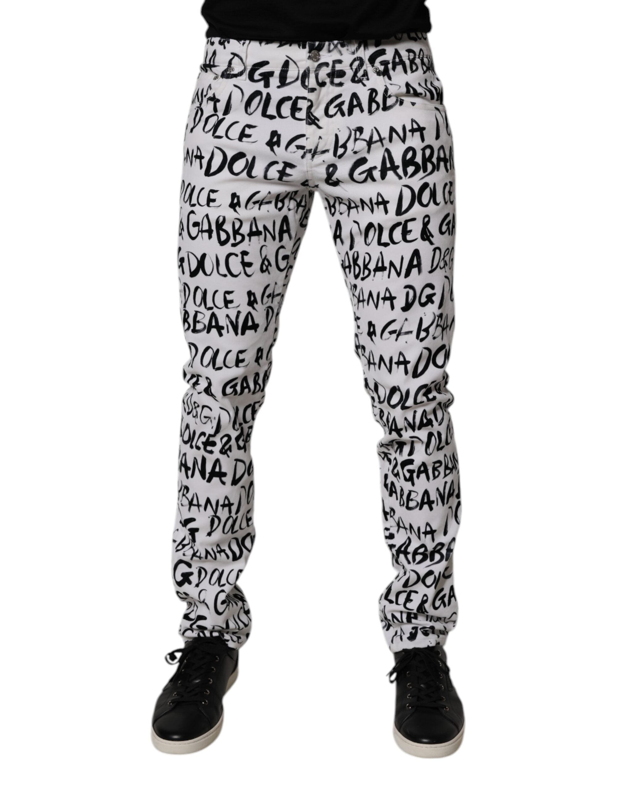 Logo-Print Cotton Denim Jeans — White