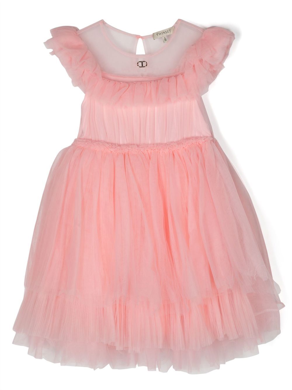 Tulle-overlay dress - Pink