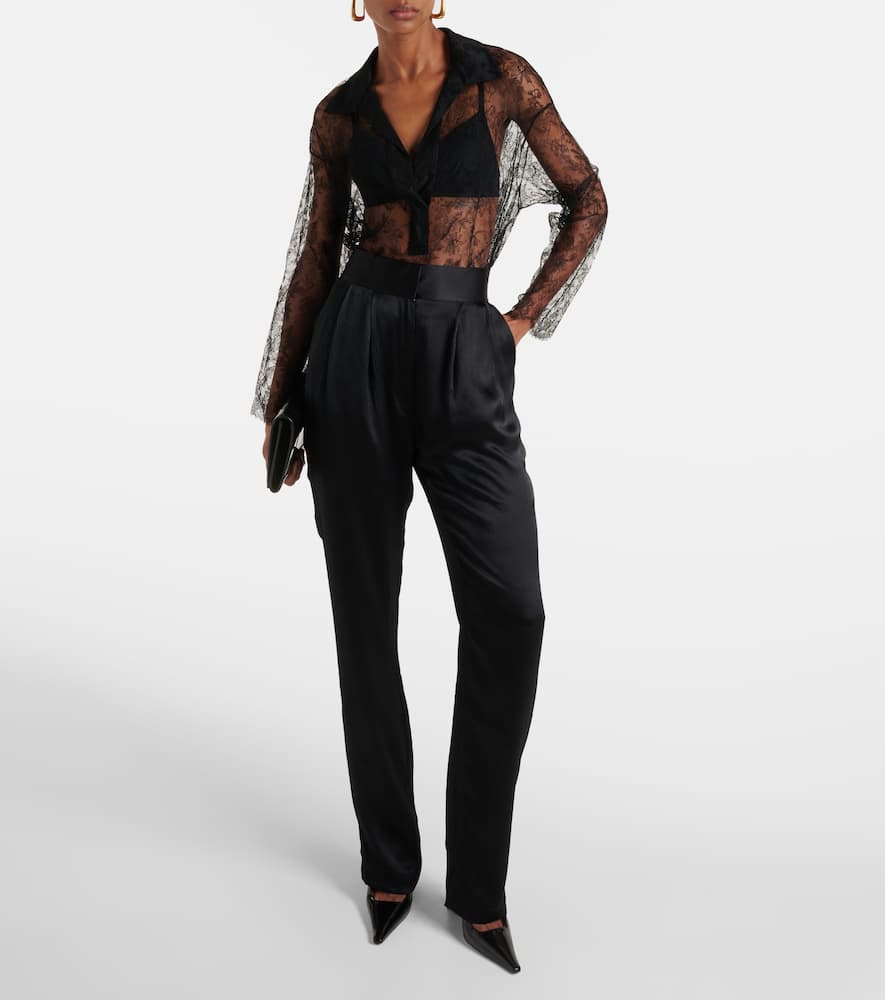 Lucie floral lace silk top
