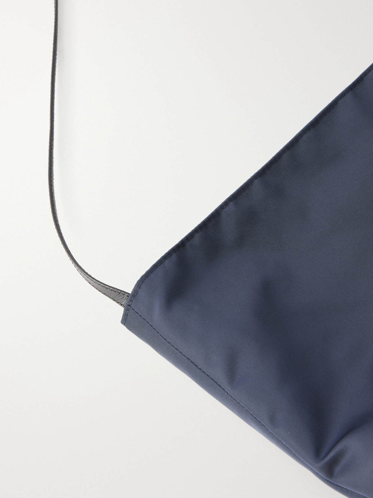 Bucket Leather-trimmed Satin-shell Tote - Blue