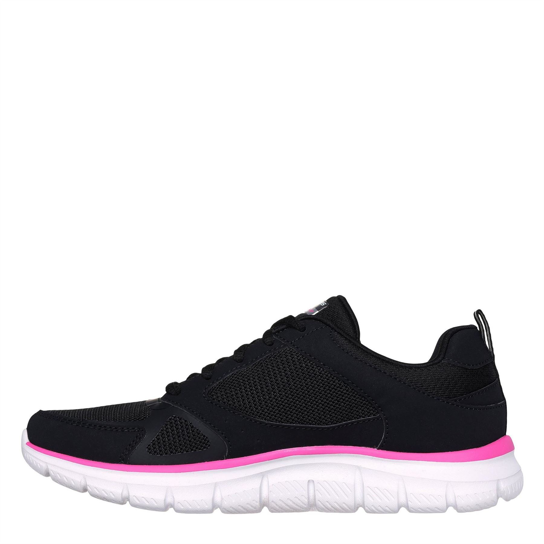 Skechers Womens Track Casual Low Top Trainers in Black/Pink