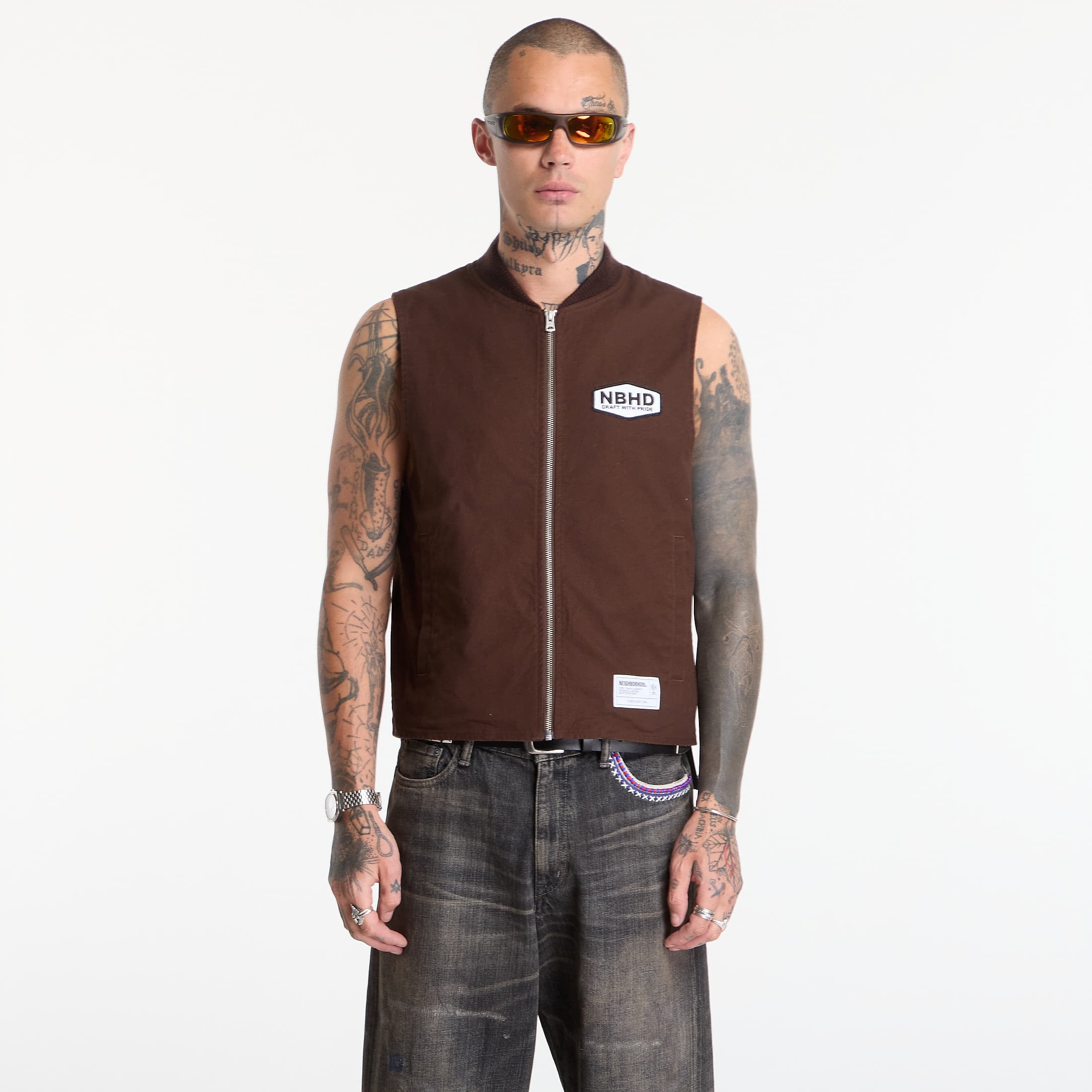 NEIGHBORHOOD Zip Work Vest Brown