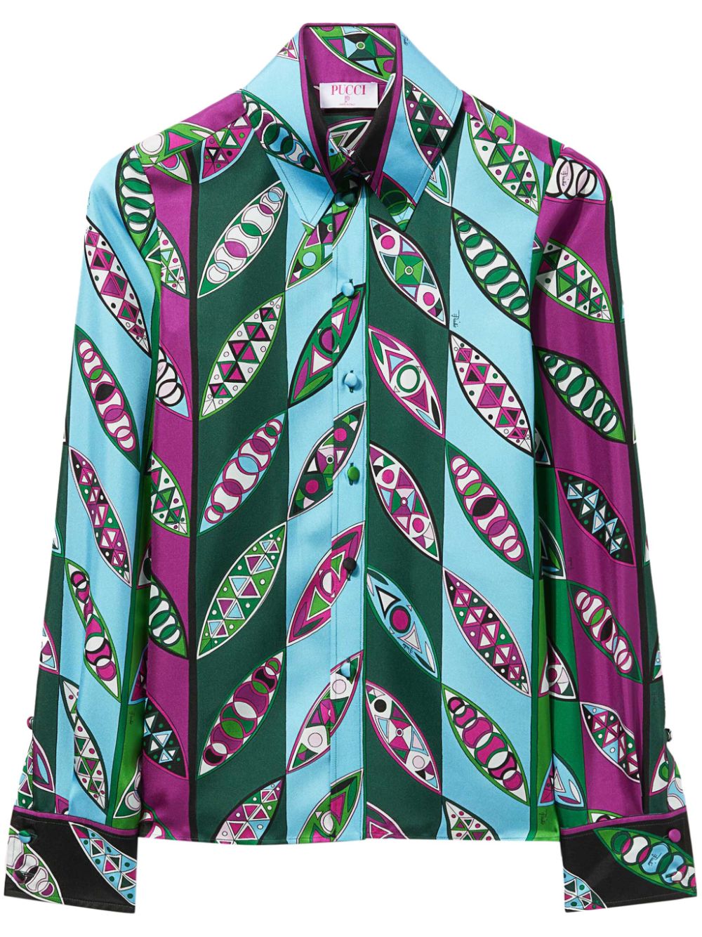 Girandole-print silk shirt - Blue
