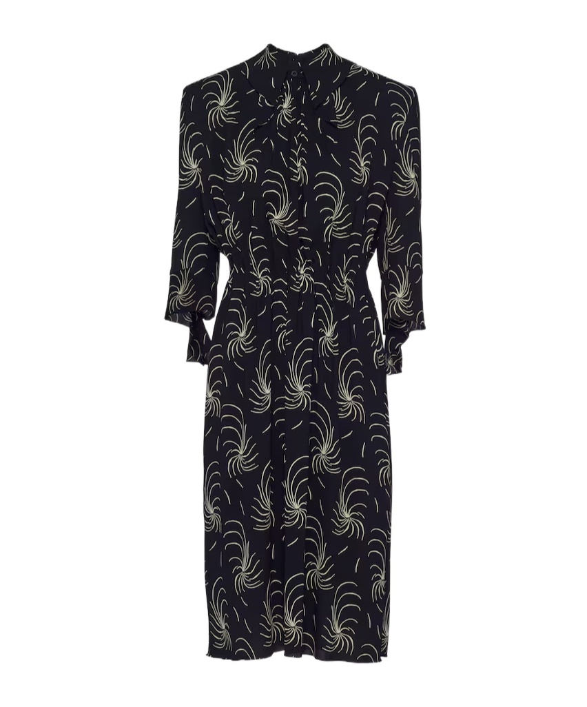 Graphic-Printed Crepe Shirt Dress