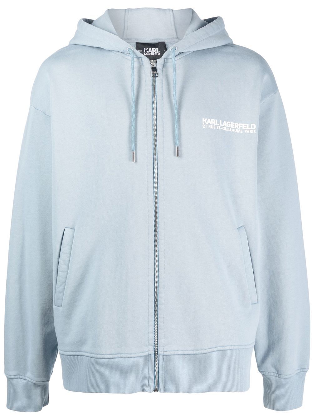 Logo-print zip-up hoodie - Blue