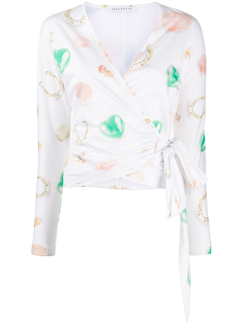 Lis printed wrap top - White