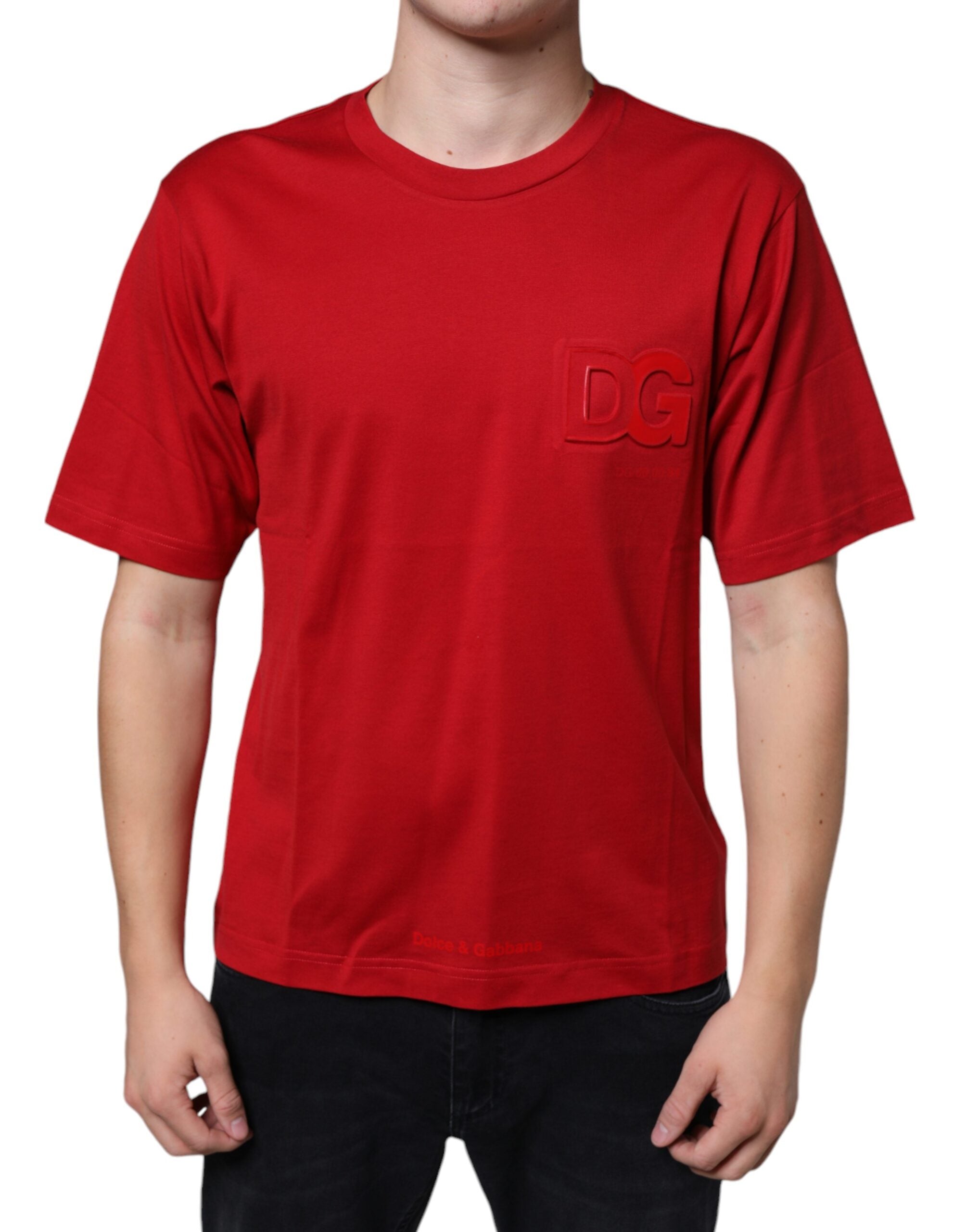 Logo-Embroidered Cotton T-Shirt — Red