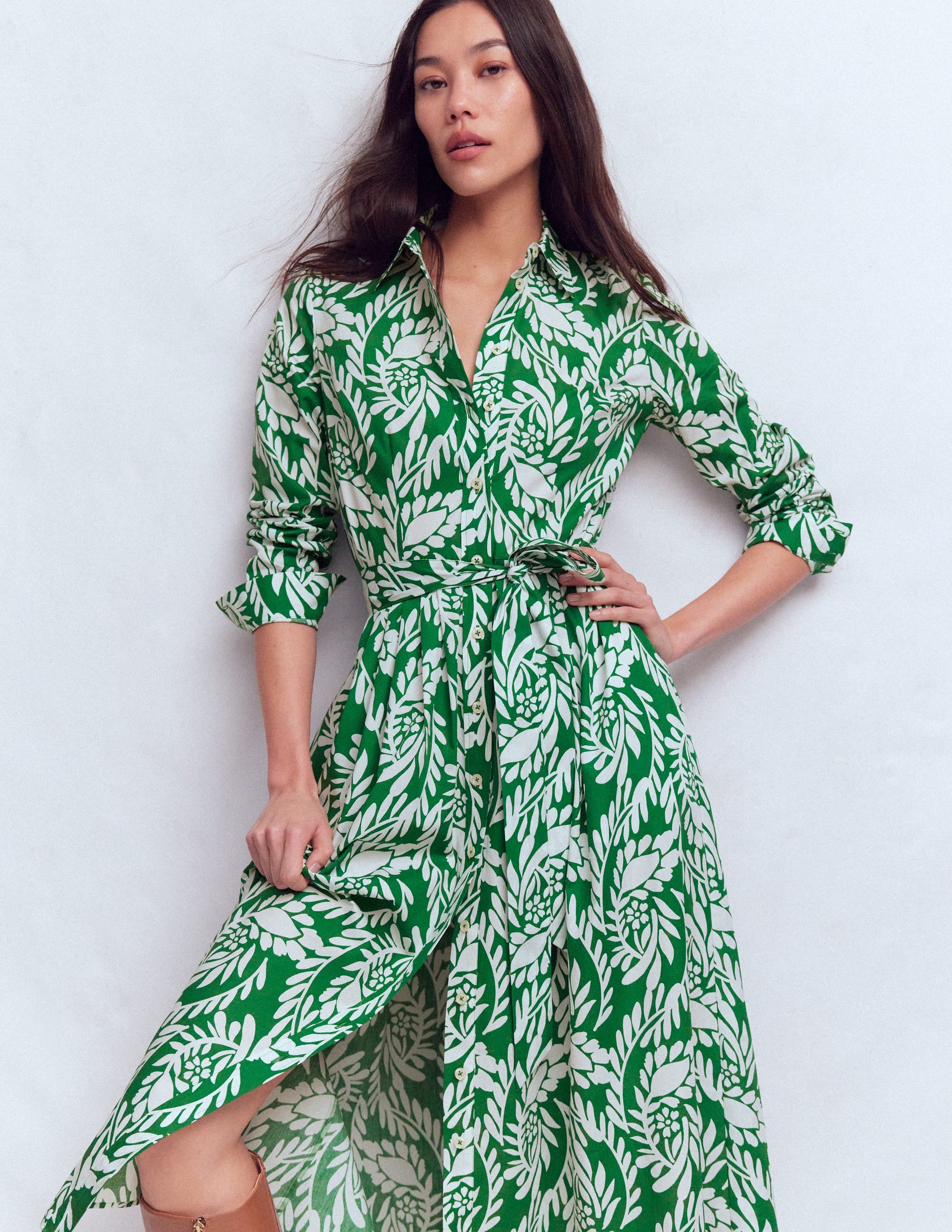 Women's Alexa Long Sleeve Midi Dress in Green | Size 0