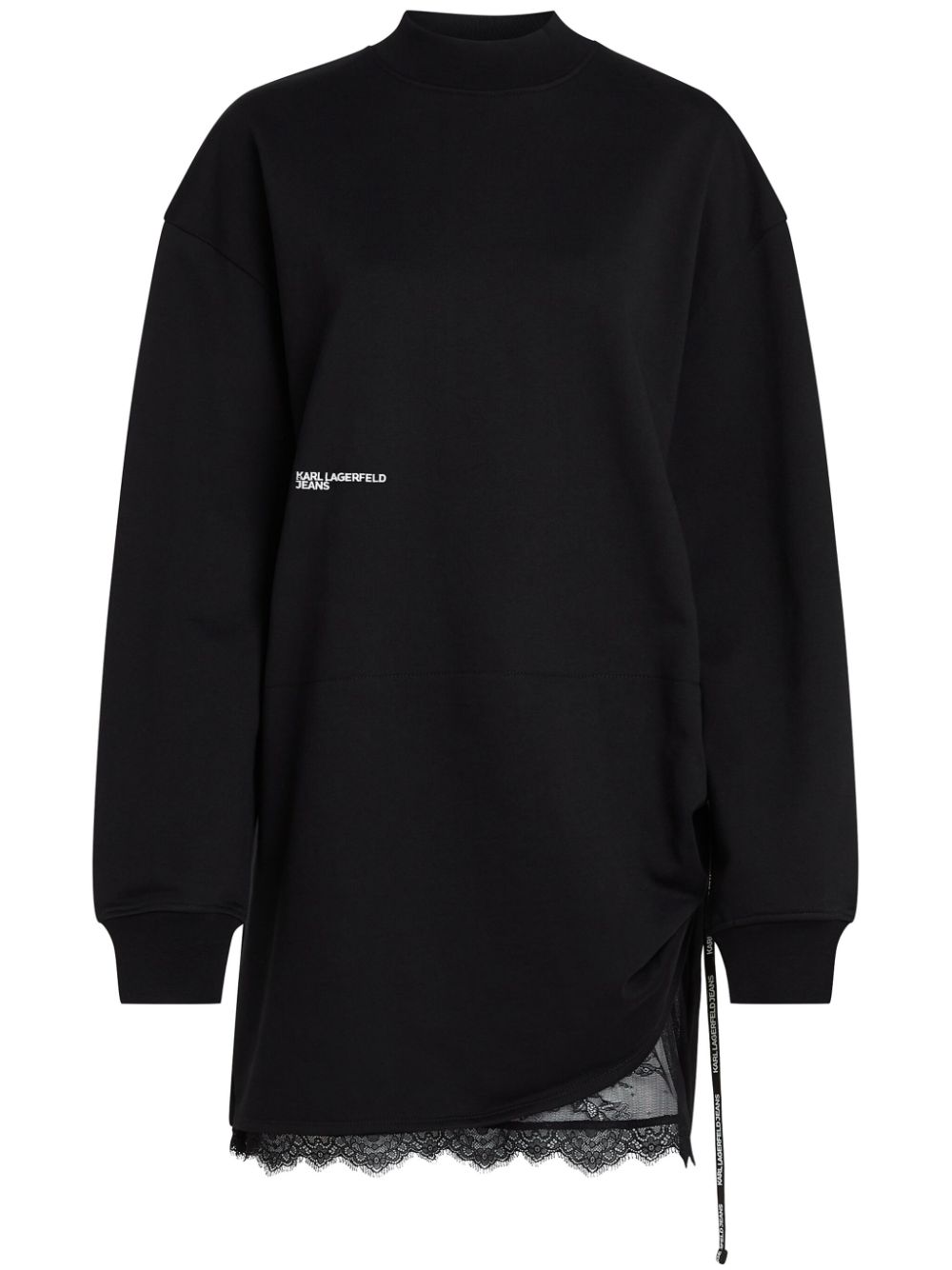 Lace-panel dress - Black