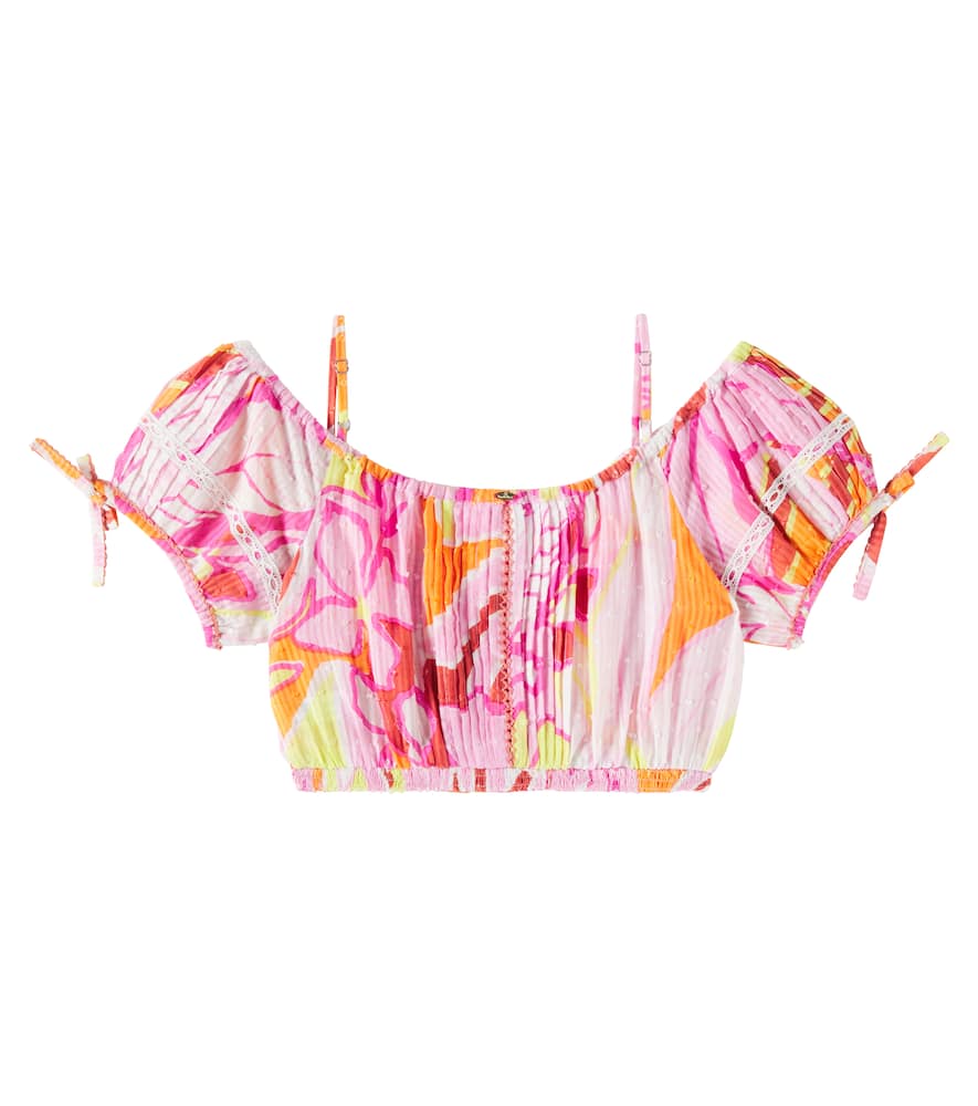 Poupette St Barth Kids Bonnie printed cotton top