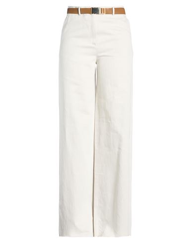 Woman Pants Light grey Size 12 Cotton, Linen