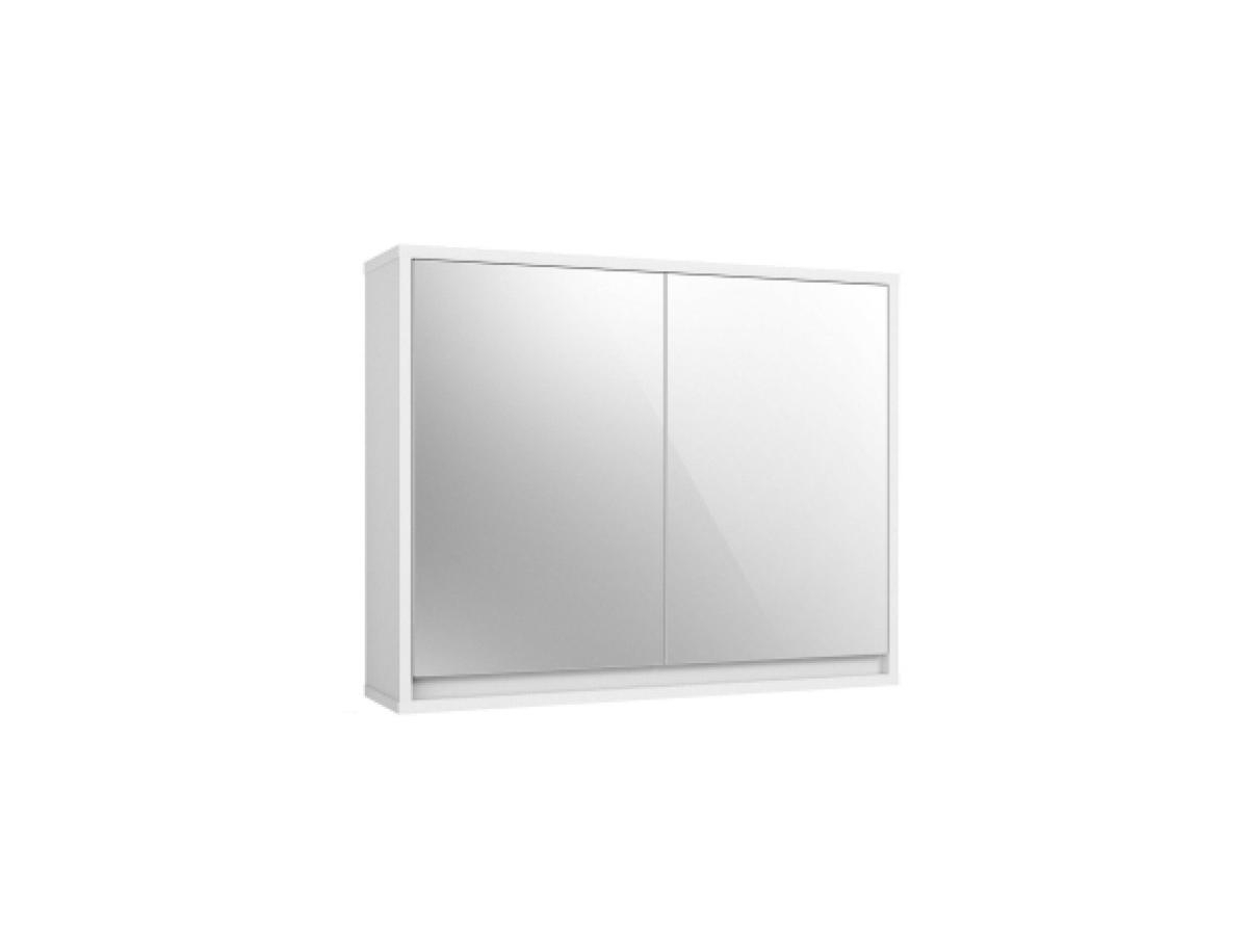 Bathroom Mirrored Medicine Cabinet, 2-Door Wall Mount - White